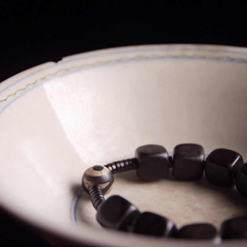 Nimara Ritual Tibetan Ebony Wood Dzi Bead Strength Bracelet