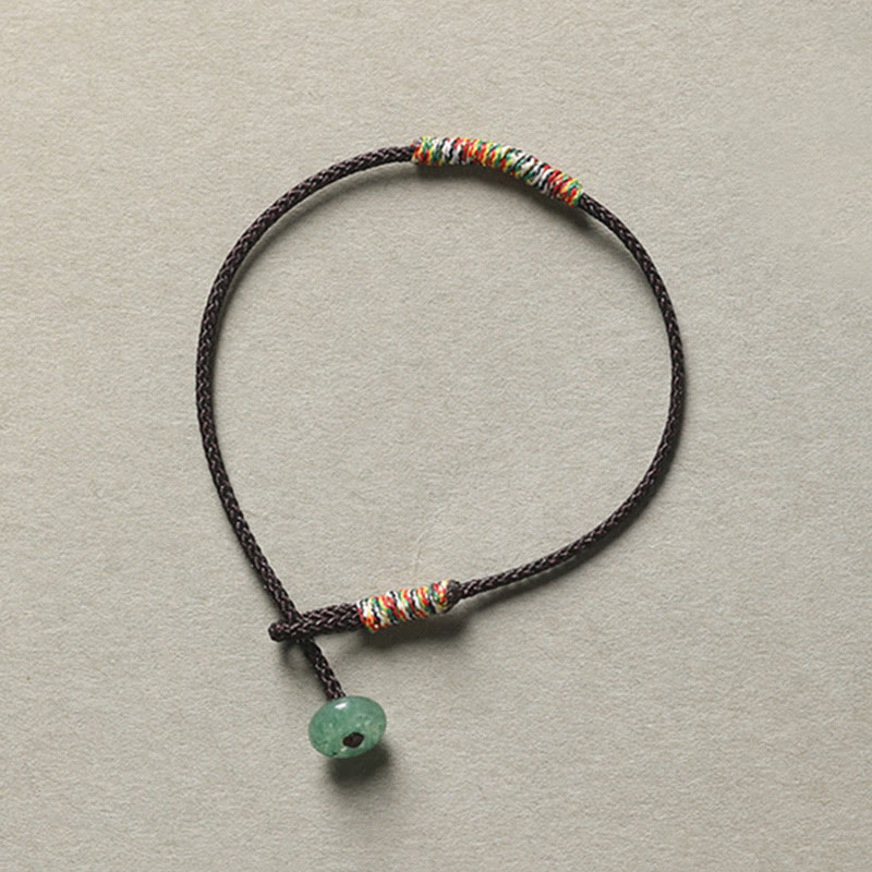 Nimara Ritual Tibetan Handmade Green Aventurine Luck Protection Braided Rope Bracelet