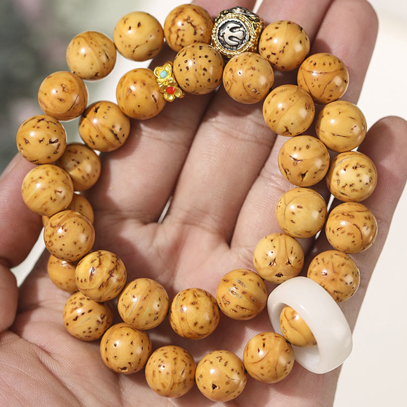 Nimara Ritual Tibetan Natural Purple Gold Rat Bodhi Seed Wealth Double Wrap Bracelet