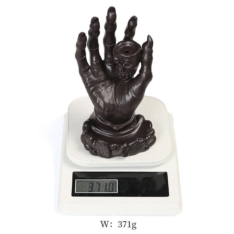 Nimara Ritual Halloween Ghost Hand Skull Head Ceramic Peace Healing Incense Burner Decoration