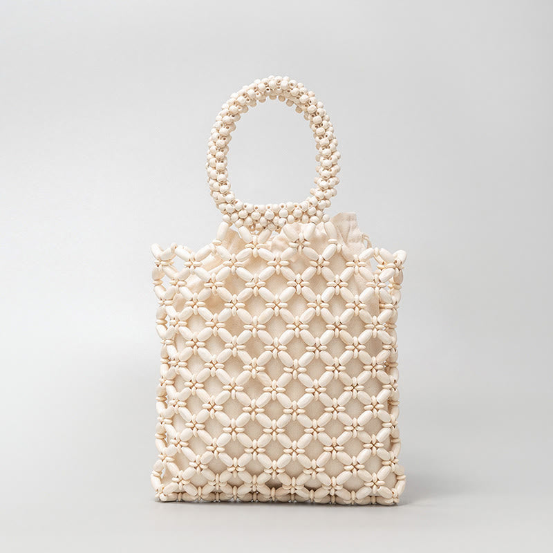 Nimara Ritual Hand-woven Lozenge Wooden Beads Handbag