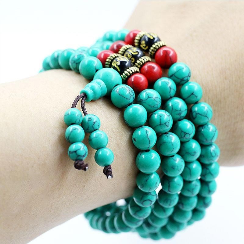 Nimara Ritual Tibetan Turquoise Purification Necklace Mala