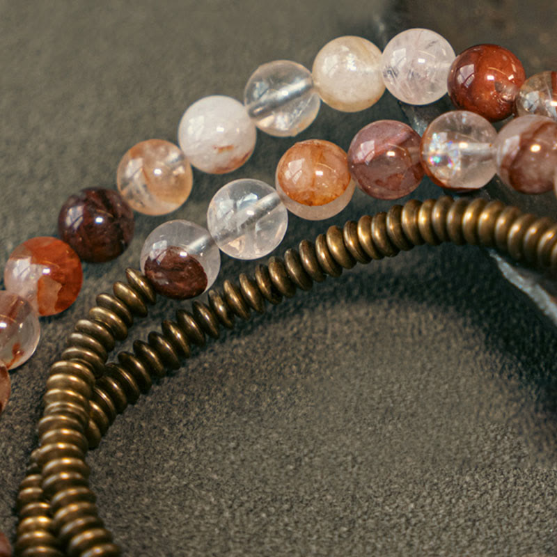 Nimara Ritual Purple Phantom Red Hematoid Quartz Green Rutilated Quartz Copper Love Forgive Bracelet