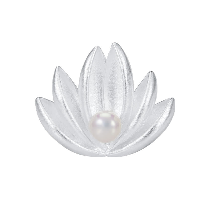 Nimara Ritual 925 Sterling Silver Lotus Flower Pearl New Beginning Brooch