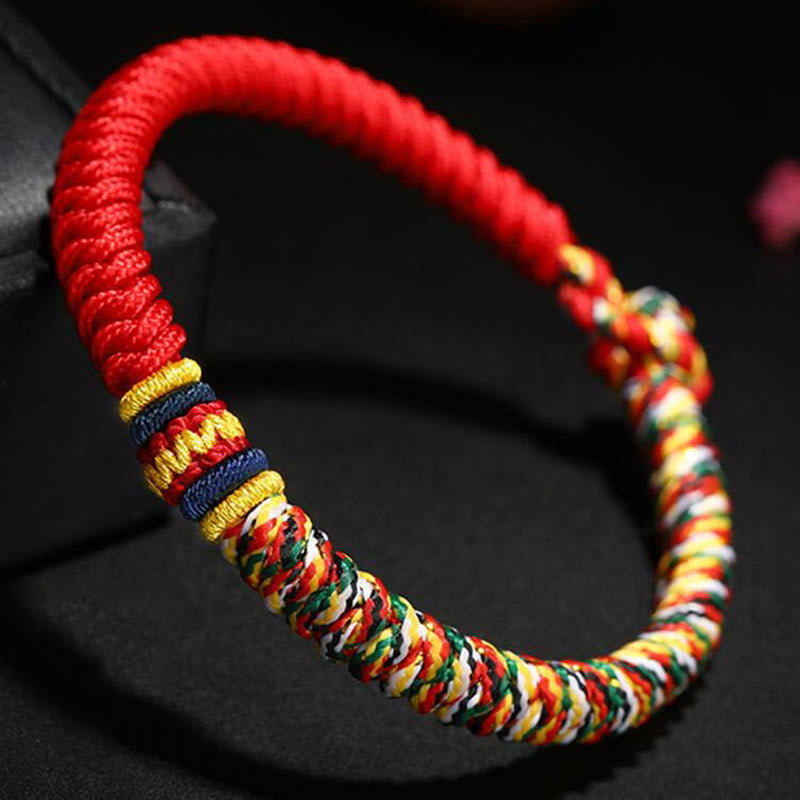 Nimara Ritual Tibetan Handmade Multicolored Thread King Kong Knot Strength Braid String Bracelet