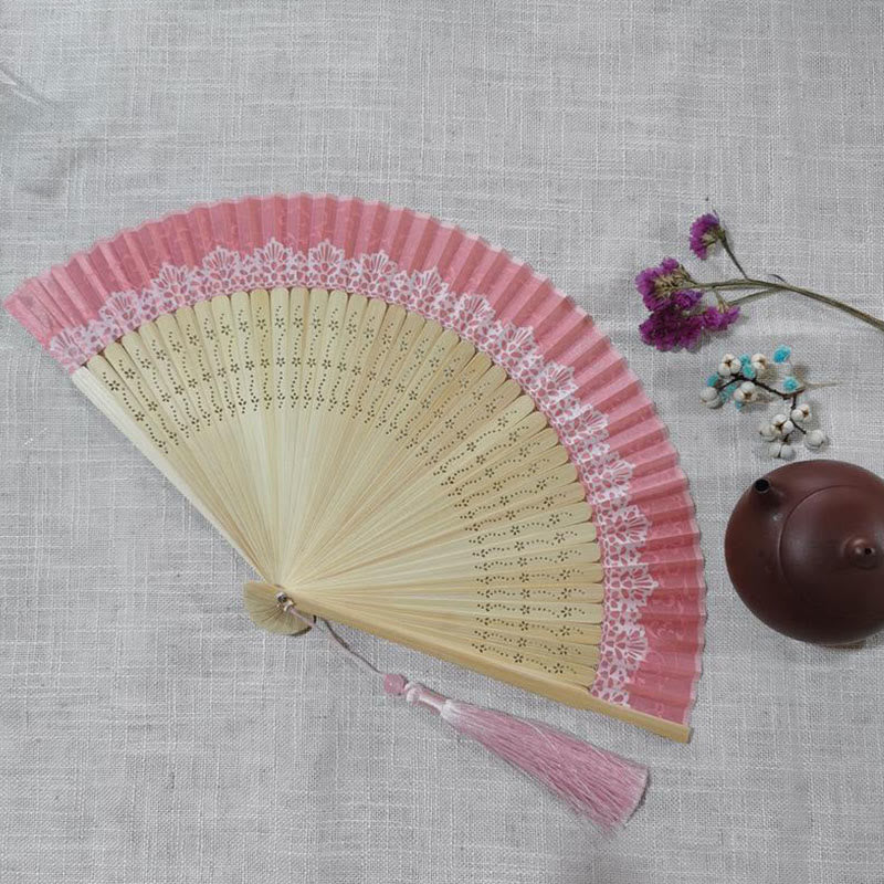 Nimara Ritual Simple Hollow Engraved Handheld Bamboo Folding Fan