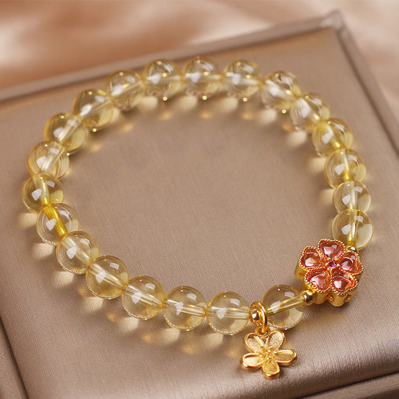 Nimara Ritual Natural Citrine Flower Charm Prosperity Protection Bracelet