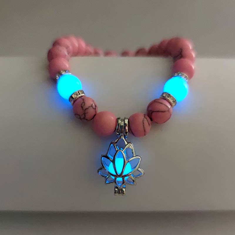 Positive Thinking Tibetan Turquoise Glowstone Luminous Bead Lotus Protection Bracelet