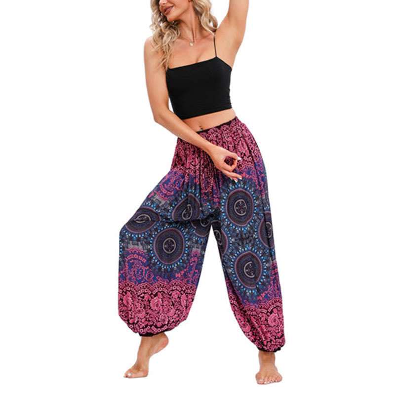 Nimara Ritual Casual Loose Compass Pattern Harem Trousers Women's Yoga Pants