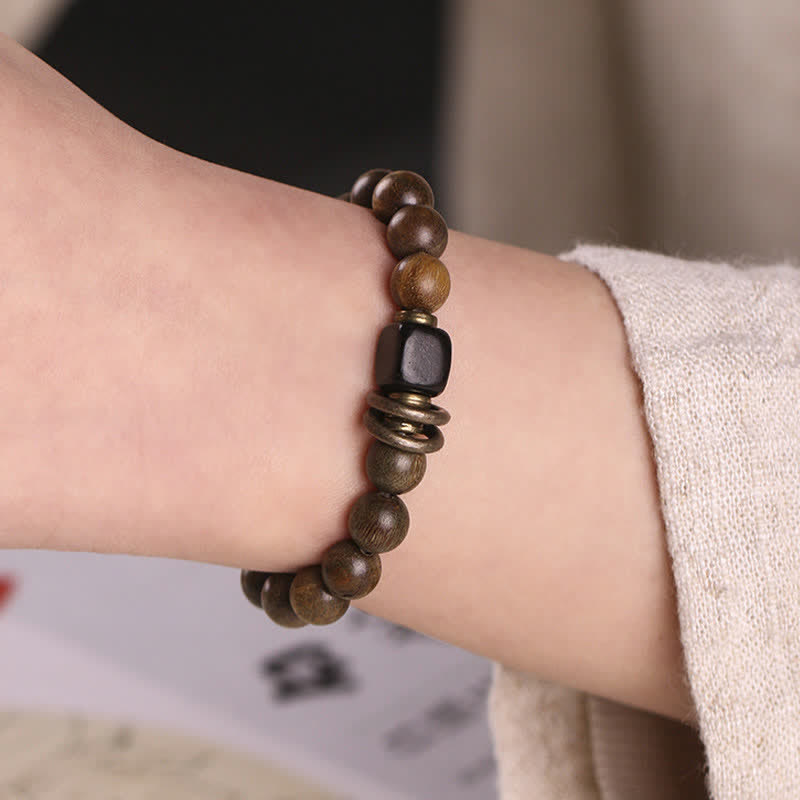Nimara Ritual Tibetan Green Sandalwood Crystal Soothing Peace Bracelet