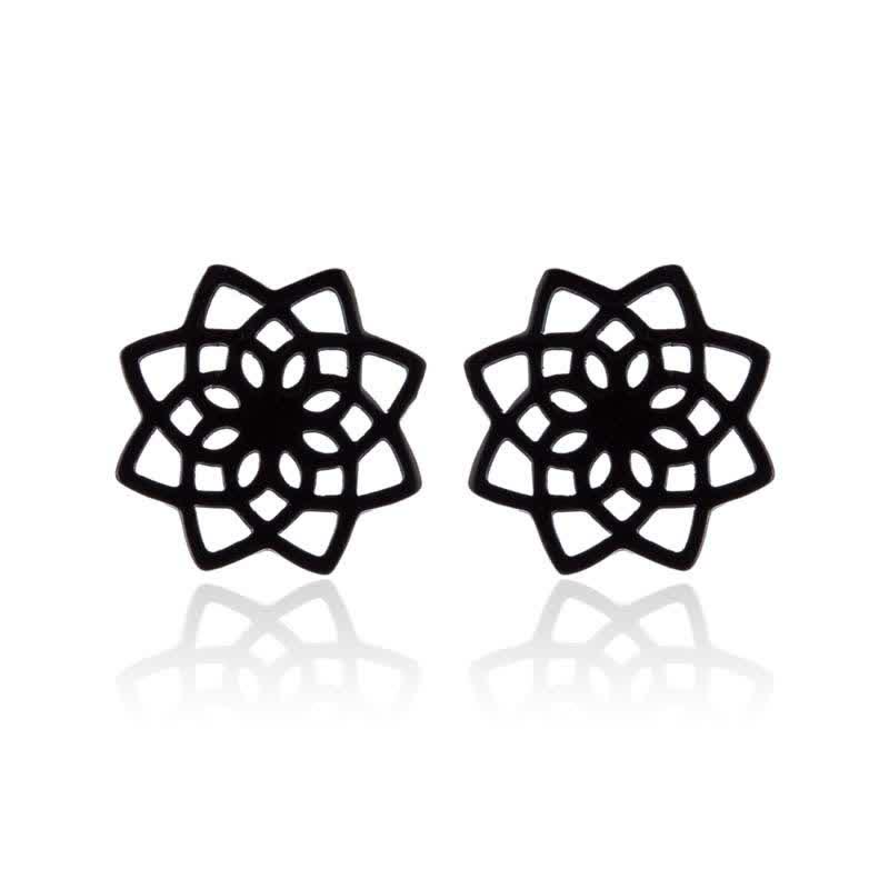 Nimara Ritual Tibetan Lotus Pattern New Beginning Stud Earrings