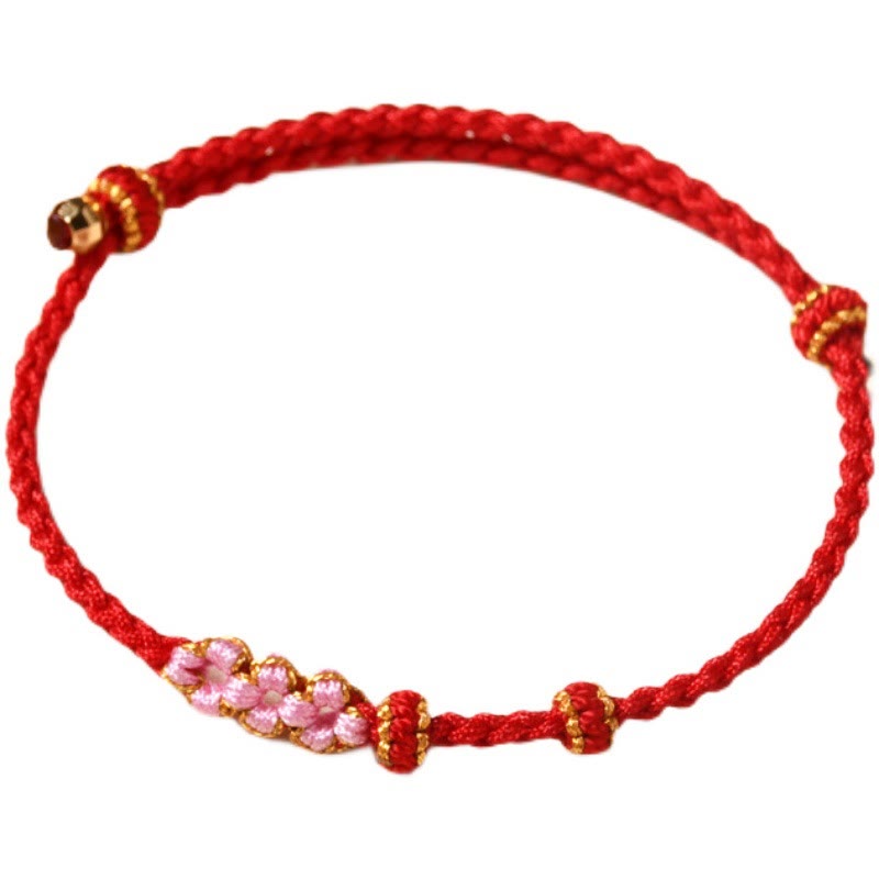 Nimara Ritual Handmade Peach Blossom Protection Braided Rope Bracelet