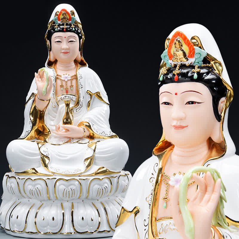 Nimara Ritual Chenrezig Bodhisattva Avalokitesvara Success Ceramic Statue Home Decoration