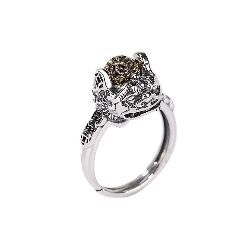 Nimara Ritual 925 Sterling Silver PiXiu Copper Coin Wealth Adjustable Ring