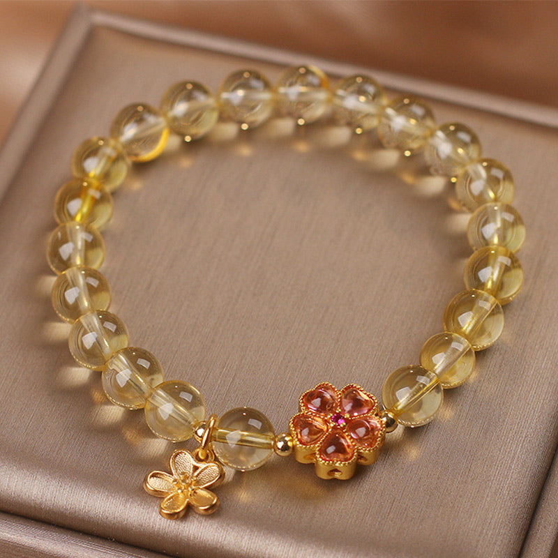 Nimara Ritual Natural Citrine Flower Charm Prosperity Protection Bracelet
