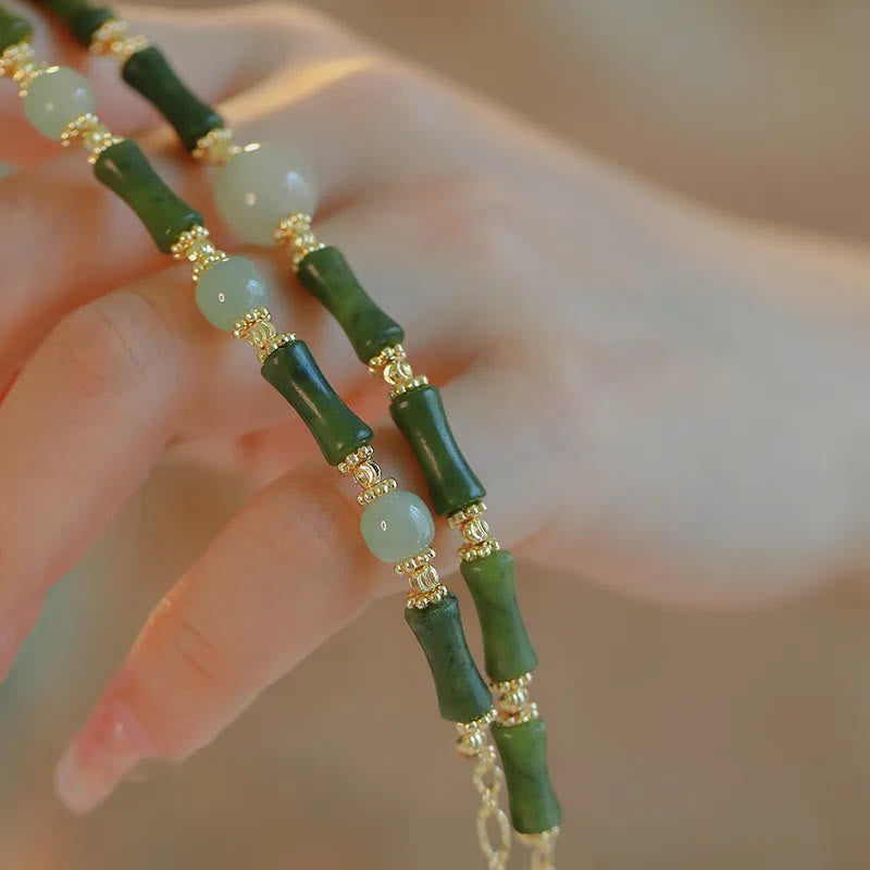 Nimara Ritual Glass Bead Bamboo Luck Strength Chain Bracelet