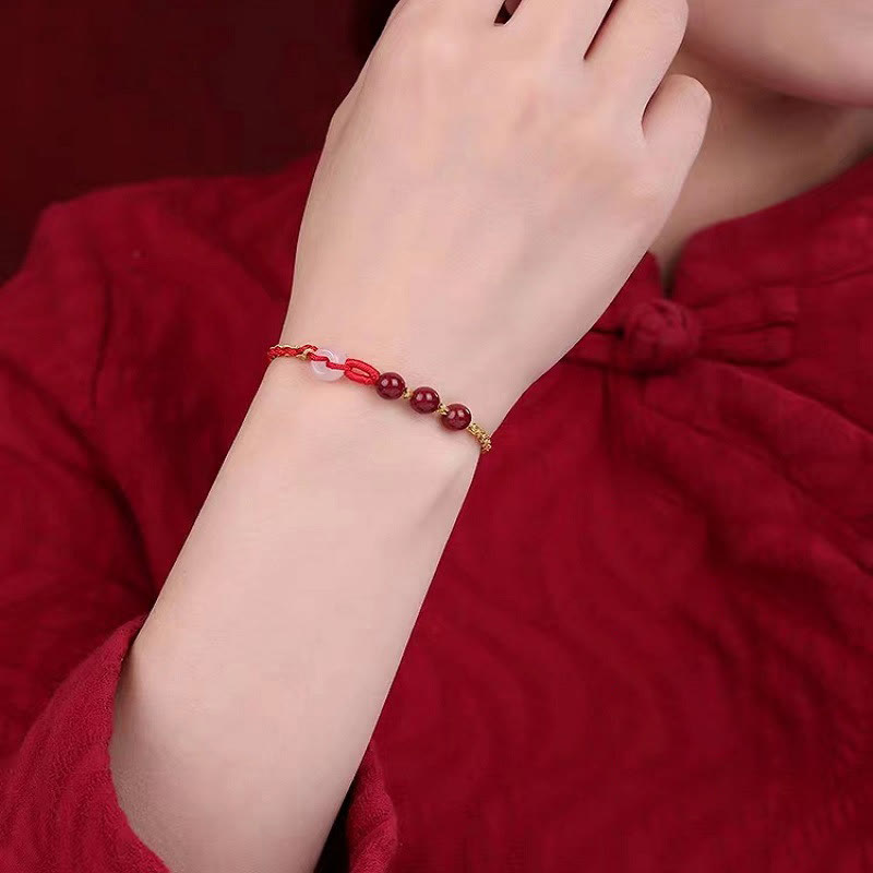 Nimara Ritual Natural Cinnabar Jade Peace Buckle Blessing Bracelet