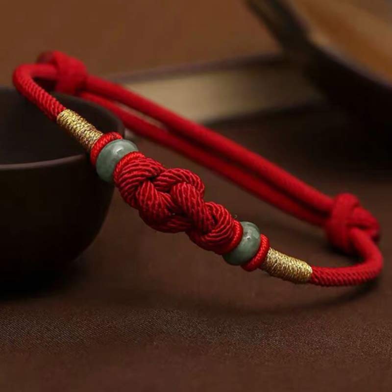 Nimara Ritual Red String Jade Luck Fortune Knot Braided Couple Bracelet