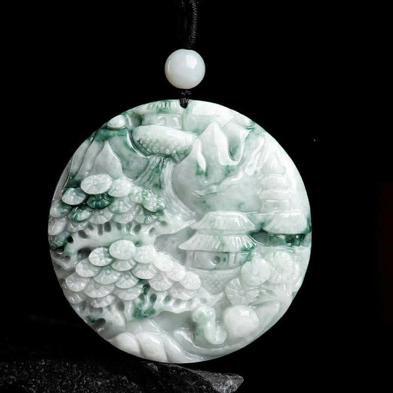 Nimara Ritual Mountain Landscape Jade Abundance String Necklace