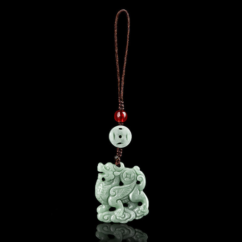 Nimara Ritual Natural Jade Kirin Prosperity Phone Hanging Decoration