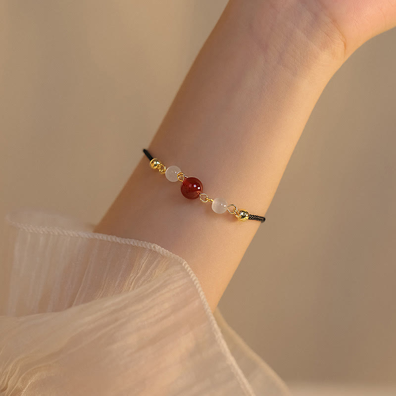Nimara Ritual Red Agate Cat Eye Braided String Confidence Bracelet