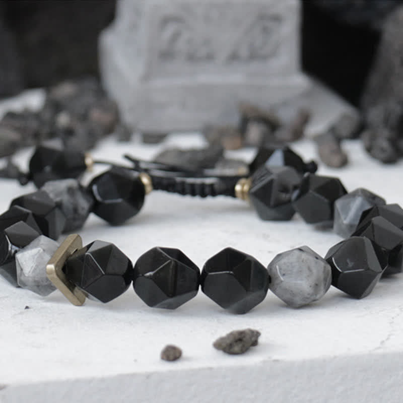 Nimara Ritual Black Obsidian Black Glitter Stone Purification Bracelet