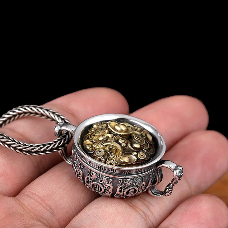 Nimara Ritual Treasure Bowl Copper Coin Ingots Wealth Necklace Pendant
