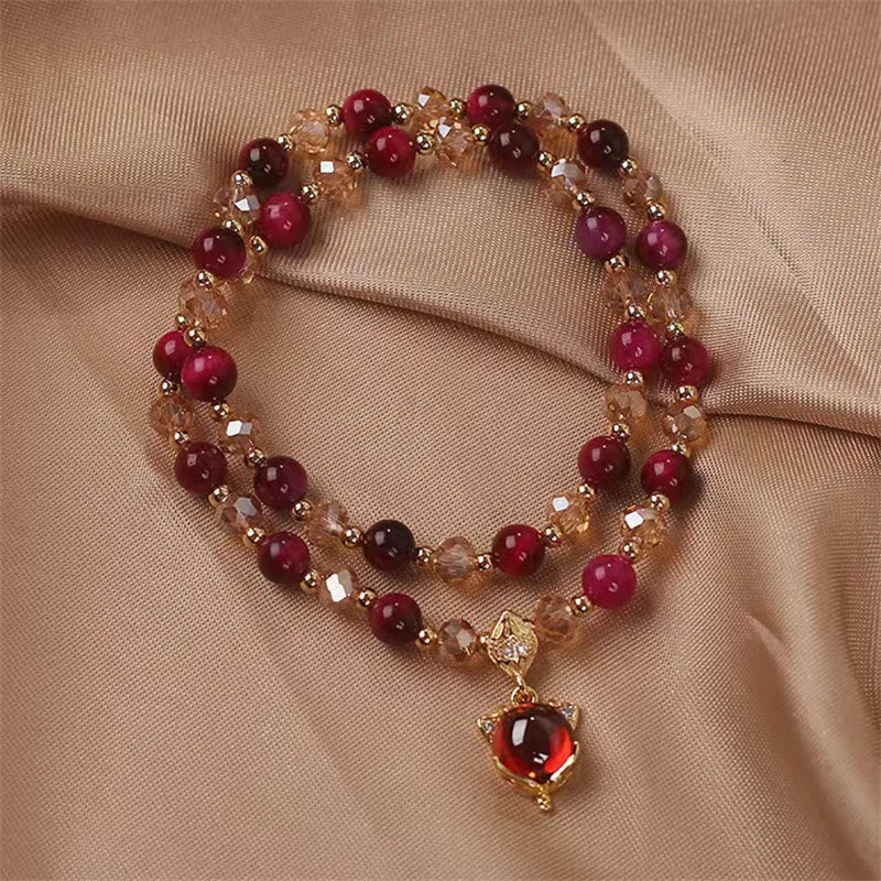 Nimara Ritual Red Tiger Eye Fox Protection Double Wrap Bracelet