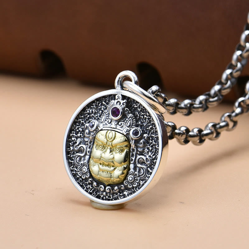 Nimara Ritual 925 Sterling Silver Zakiram Goddess of Wealth Dorje Vajra Spiritual Necklace Pendant