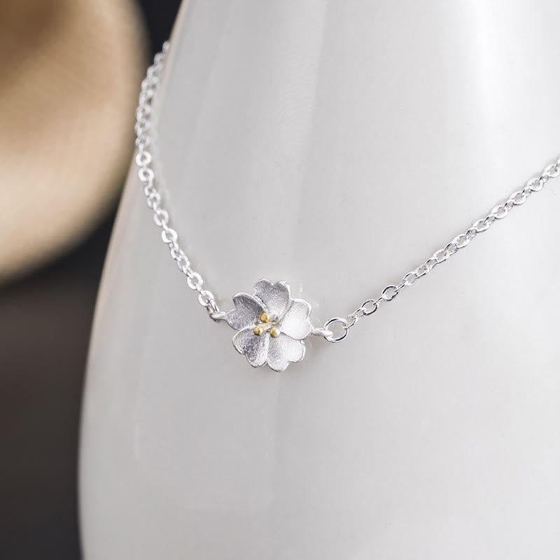 Nimara Ritual 925 Sterling Silver Cherry Blossom Blessing Chain Bracelet