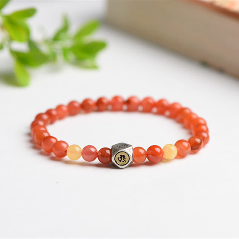 Nimara Ritual 925 Sterling Silver Chinese Zodiac Natal Buddha Amulet Red Agate Amber Self-acceptance Bracelet