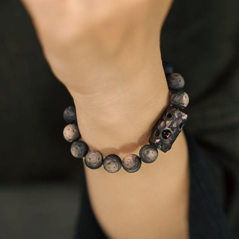 Nimara Ritual Silver Sheen Obsidian Ebony Wood Soothing Bracelet
