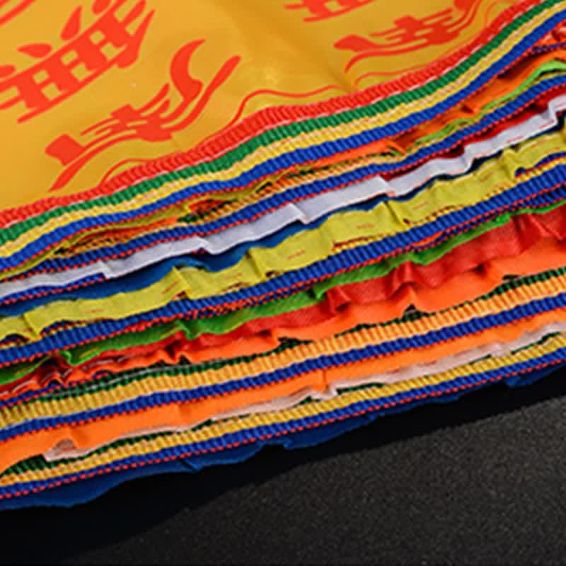 Nimara Ritual Tibetan 7 Colors Windhorse Letter Auspicious Lotus Outdoor 21 Pcs Prayer Flag