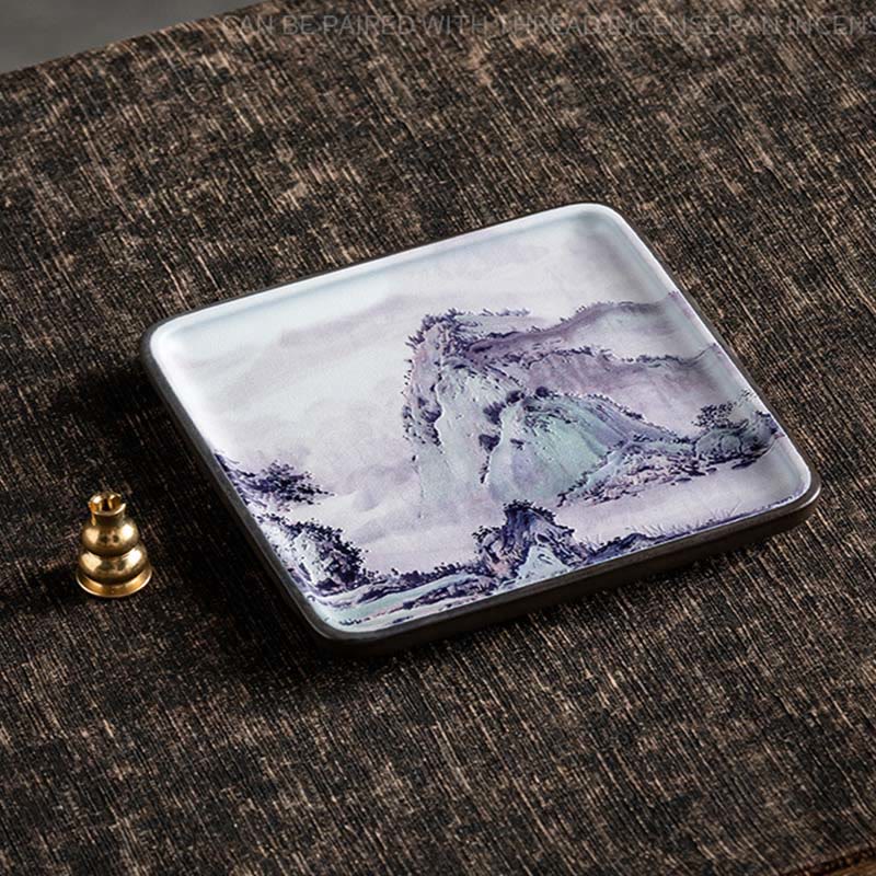 Nimara Ritual Mountain Lake Flower Leaf Healing Ceramic Plate Tray Stick Incense Burner Decoration