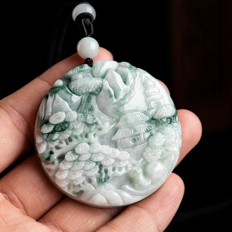 Nimara Ritual Mountain Landscape Jade Abundance String Necklace