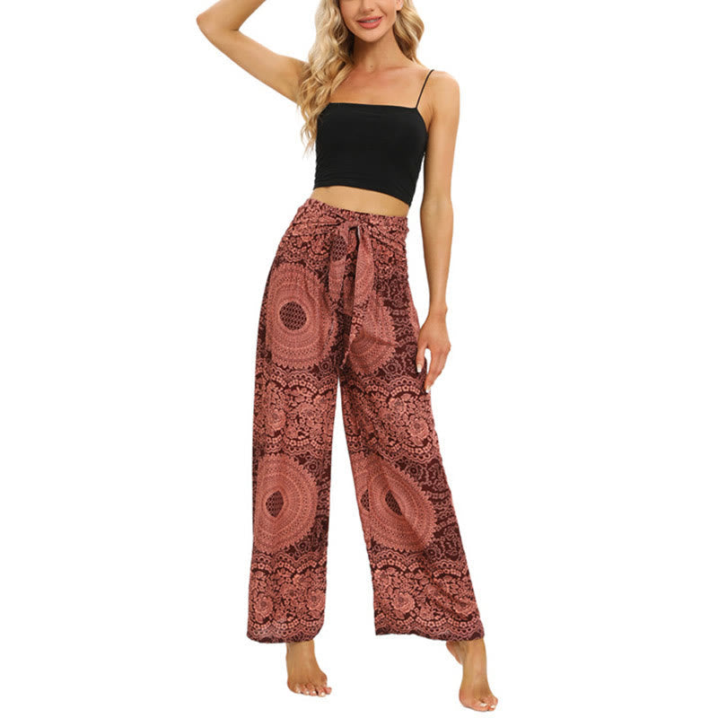 Nimara Ritual Boho Lace-up Wide Leg Pants Women's Yoga Pants