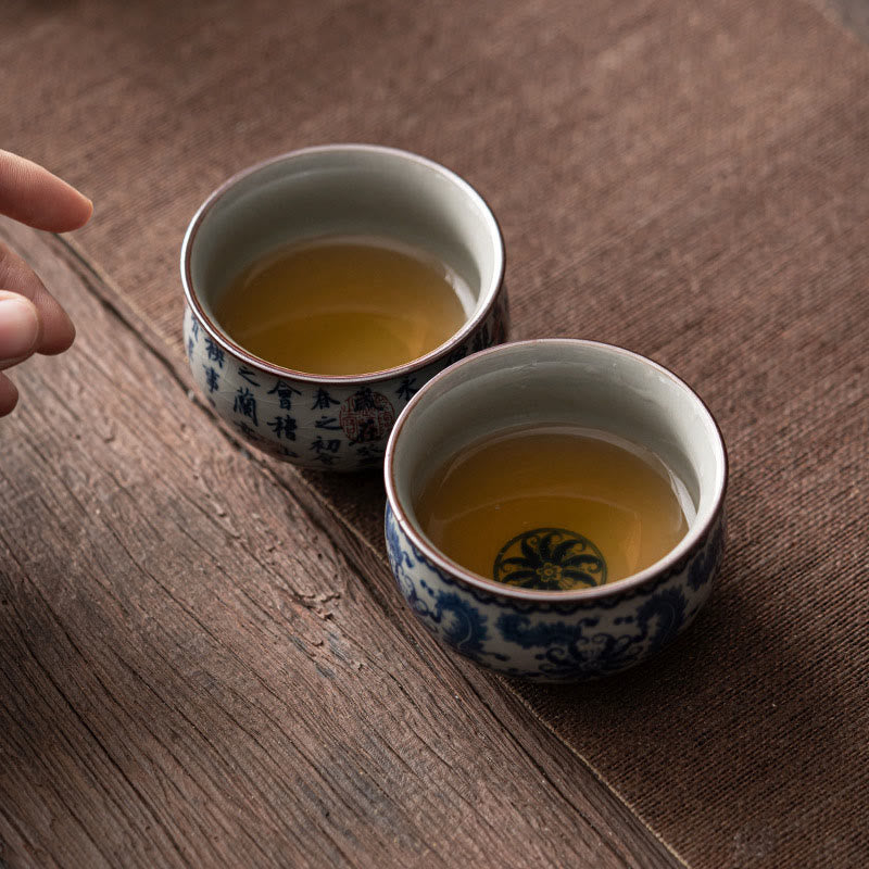 Nimara Ritual Mountain Landscape Lotus Orchid Pavilion Gathering Ceramic Teacup Kung Fu Tea Cup