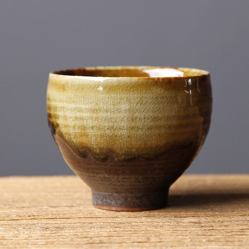 Nimara Ritual Vintage Brown Beige Kiln Change Ceramic Teacup Kung Fu Tea Cup Bowl