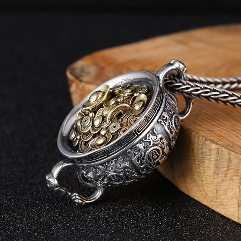 Nimara Ritual Treasure Bowl Copper Coin Ingots Wealth Necklace Pendant