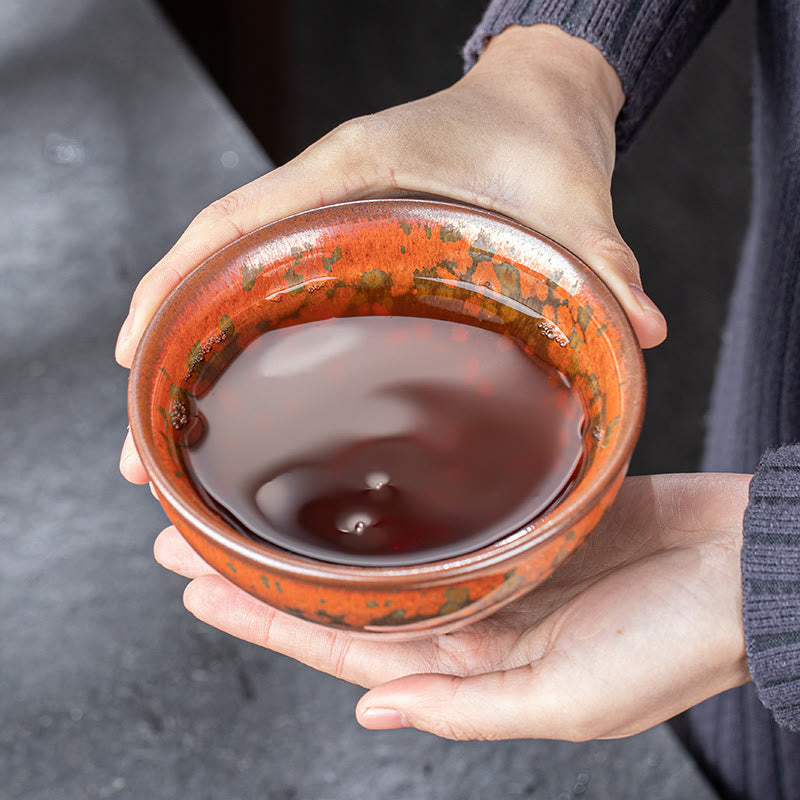 Nimara Ritual Blooming Flowers Pattern Chinese Jianzhan Kiln Change Ceramic Teacup Kung Fu Tea Cup Bowl