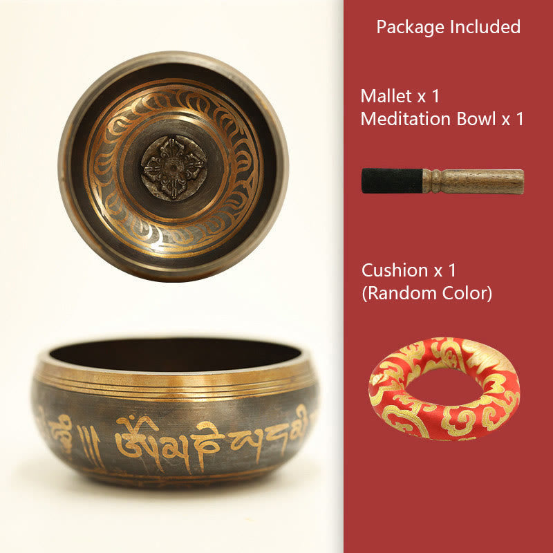 Nimara Ritual Tibetan Meditation Bowl for Healing and Mindfulness Om Mani Padme Hum Singing Bowl