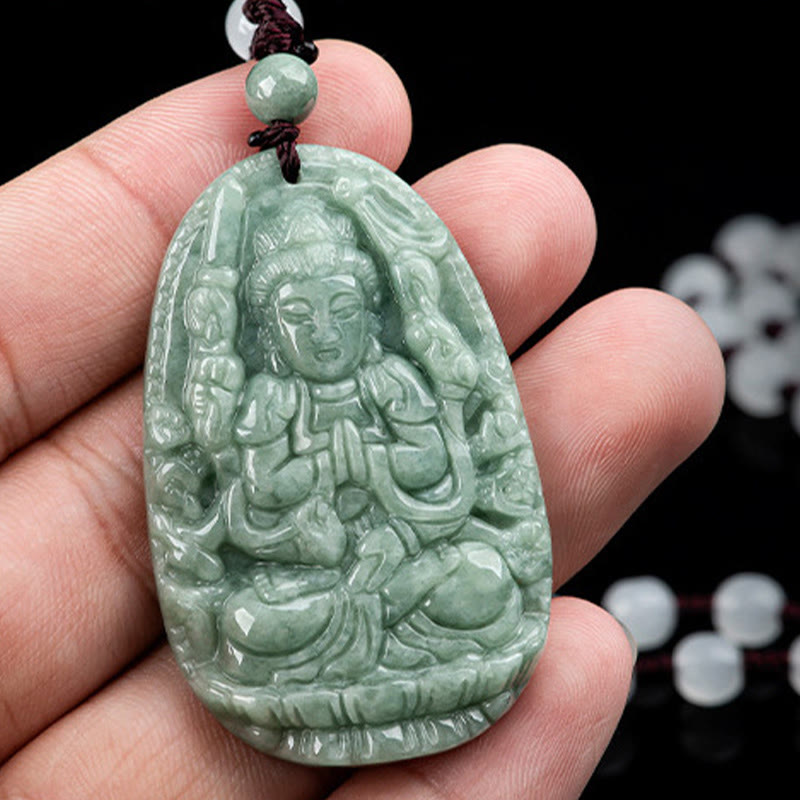 Nimara Ritual Chinese Zodiac Natal Buddha Natural Jade Wealth Prosperity Necklace Pendant