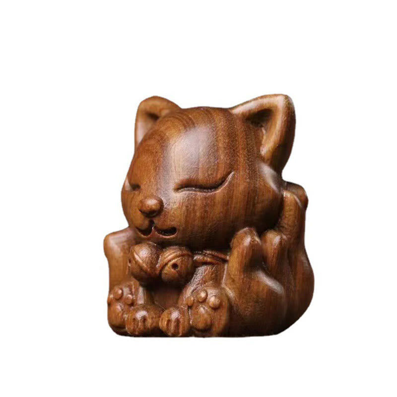 Nimara Ritual Mini Nine Tailed Fox Ivory Fruit Sandalwood Green Sandalwood Blessing Decoration