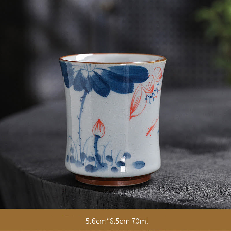 Nimara Ritual Lotus Flower Leaf Bamboo Ceramic Teacup Kung Fu Tea Cups