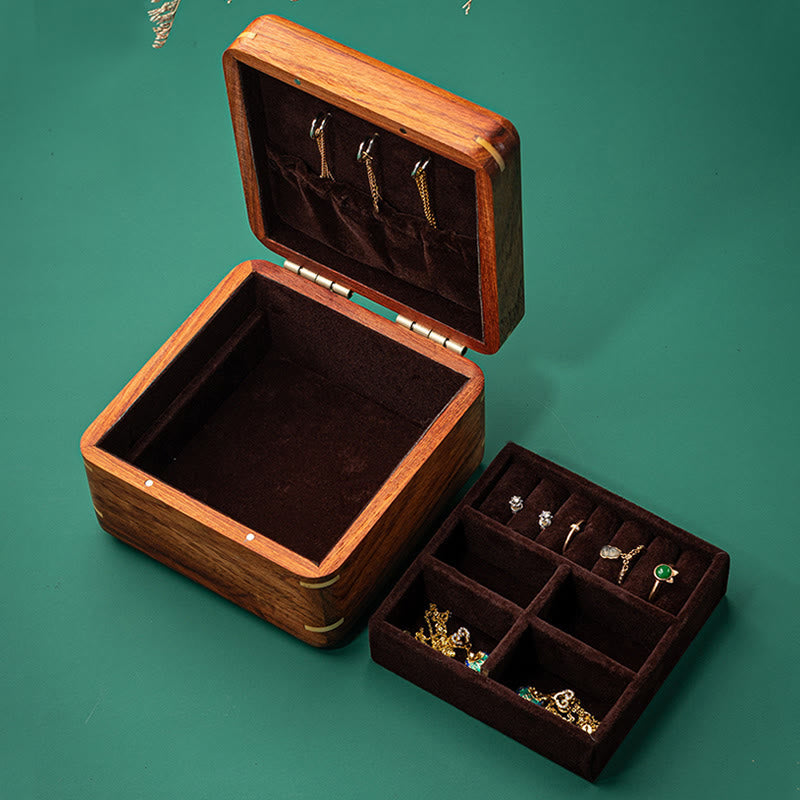 Nimara Ritual Antique Flower Leaf Handmade Rosewood Jewelry Storage Box Wooden Gift Organizer Box