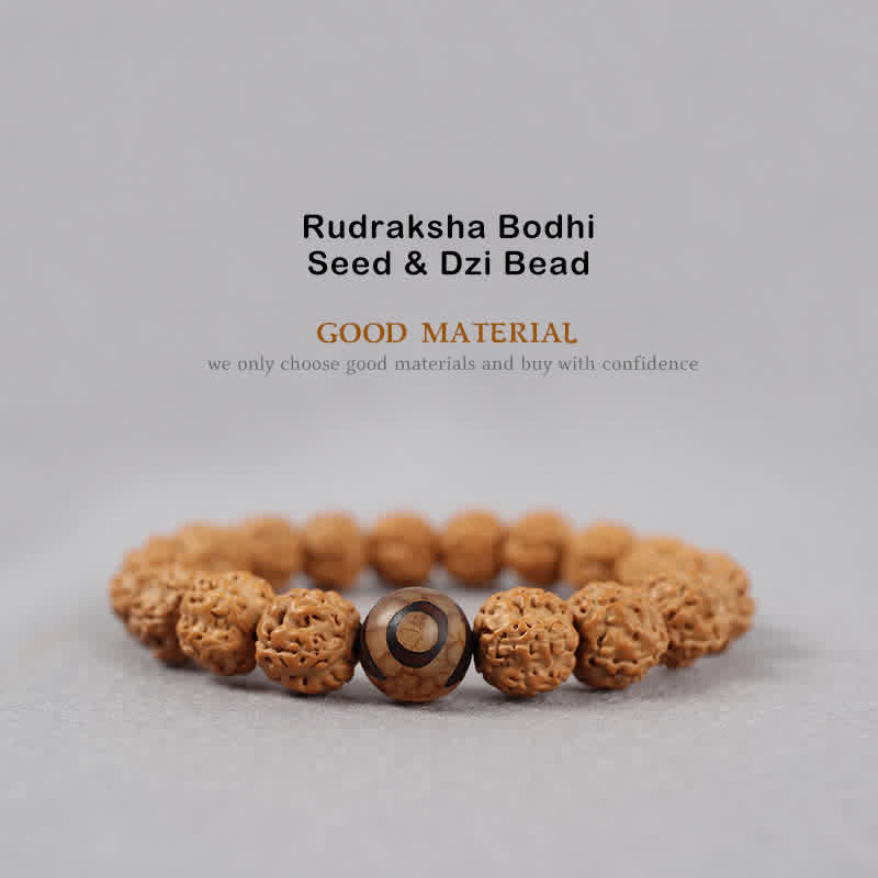 Nimara Ritual Tibet Rudraksha Bodhi Seed Dzi Bead Amber Turquoise Wealth Bracelet