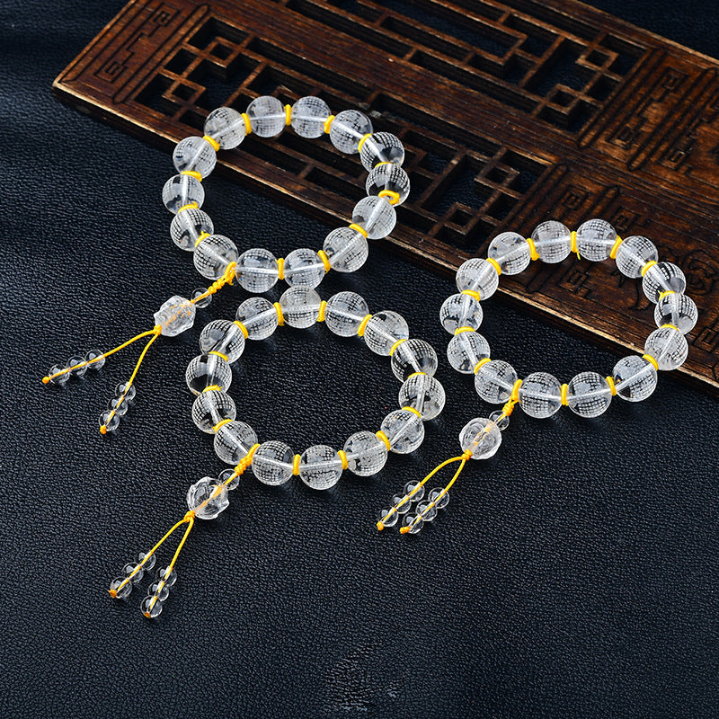 Nimara Ritual Tibet White Crystal Half Demon Half Buddha Heart Sutra Lotus Healing Bracelet