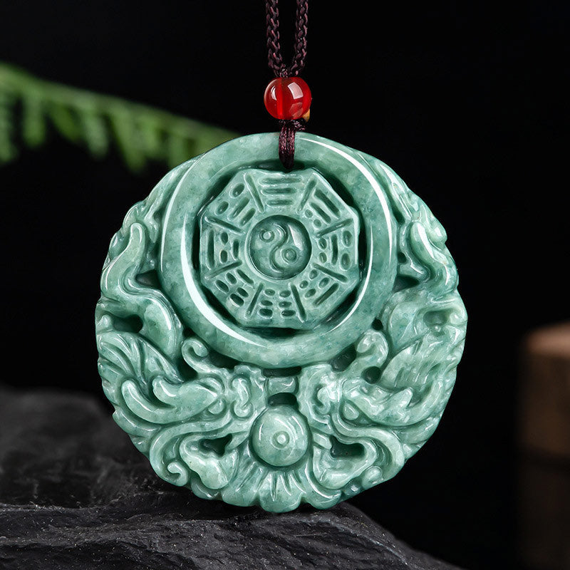 Nimara Ritual Dragon Jade Yin Yang Balance Necklace String Pendant