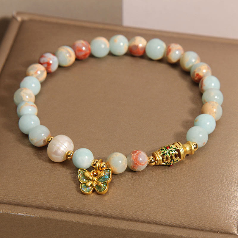 Nimara Ritual Shoushan Stone Pearl Butterfly Wealth Bracelet