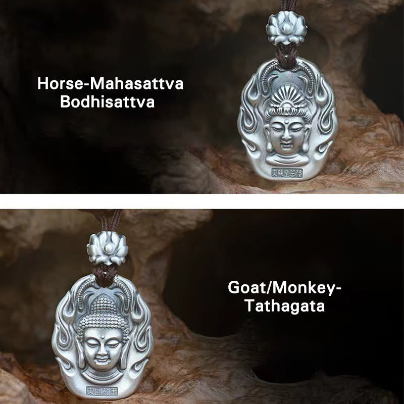 Nimara Ritual Chinese Zodiac Natal Buddha Om Mani Padme Hum Lotus Compassion Necklace Pendant